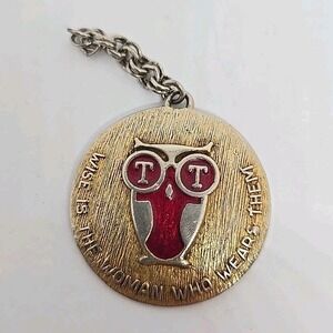 Vintage Key Chain Keychain Key Ring TT Professional Eye Wear Glasses Owl